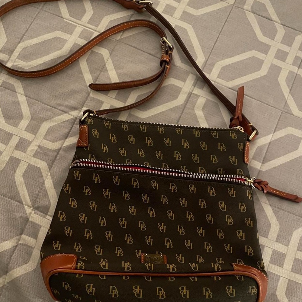 Dooney & Bourke Brown Crossbody Bag with Red Interior
